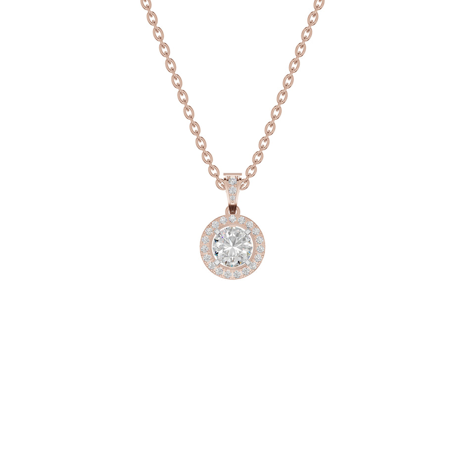 Rising Sun Halo Diamond Pendant 18 KT / Rose Gold