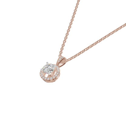 Rising Sun Halo Diamond Pendant 18 KT / Rose Gold