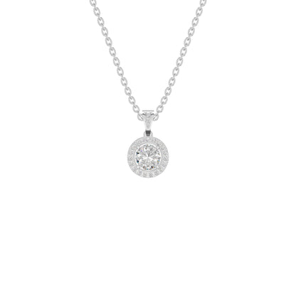 Rising Sun Halo Diamond Pendant 18 KT / White Gold