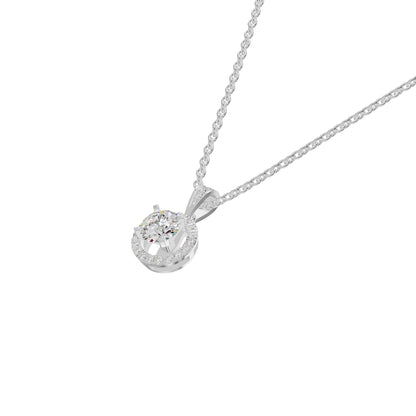Rising Sun Halo Diamond Pendant 18 KT / White Gold