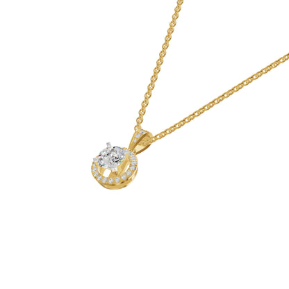 Rising Sun Halo Diamond Pendant 18 KT / Yellow Gold