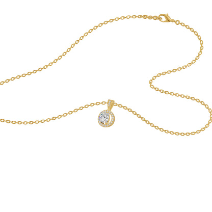 Rising Sun Halo Diamond Pendant 18 KT / Yellow Gold