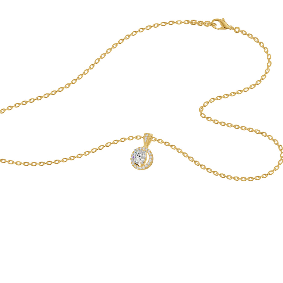 Rising Sun Halo Diamond Pendant 18 KT / Yellow Gold