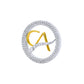 The Vanguard CA Double Line Curved Skeleton Diamond Brooch in 925 Silver with Yellow Finish