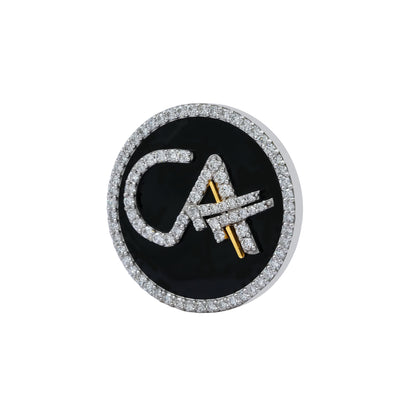 The Grace CA Diamond Brooch in 925 Silver with Black Enamel