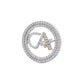 The Classic CA Double Line Double Tick Skeleton Diamond Brooch in 925 Silver with White Finish
