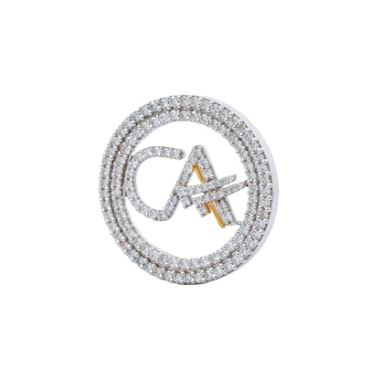 The Classic CA Double Line Double Tick Skeleton Diamond Brooch in 925 Silver with White Finish
