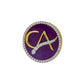 The Laureate CA Diamond Brooch in 925 Silver with Plum Enamel