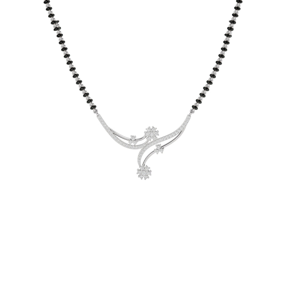 Delicate Floral Diamond Mangalsutra 18 KT / White Gold