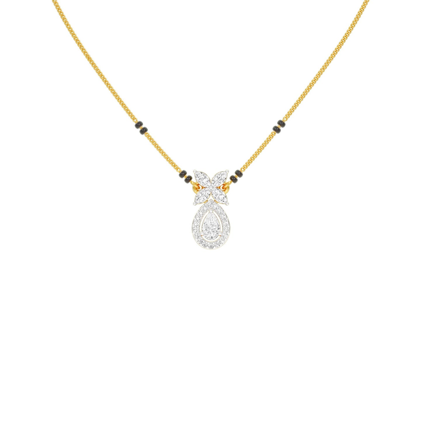 Stunning Flora Diamond Mangalsutra 18 KT / Yellow Gold