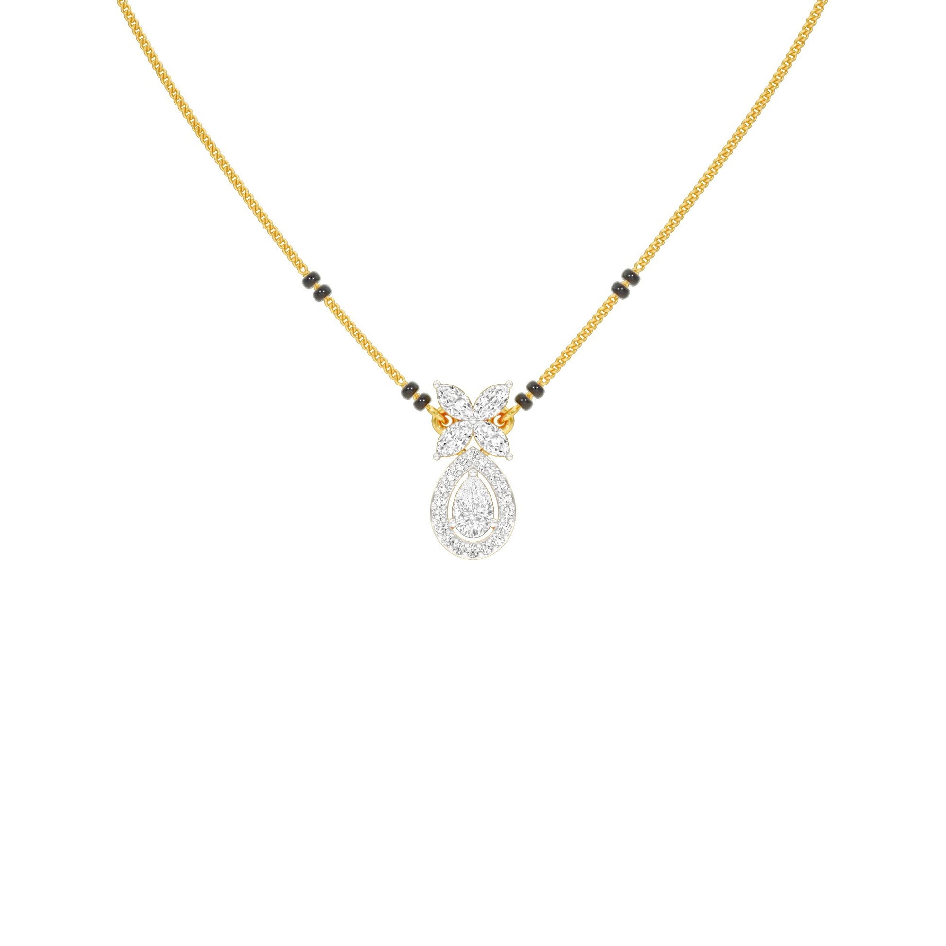 Stunning Flora Diamond Mangalsutra 18 KT / Yellow Gold