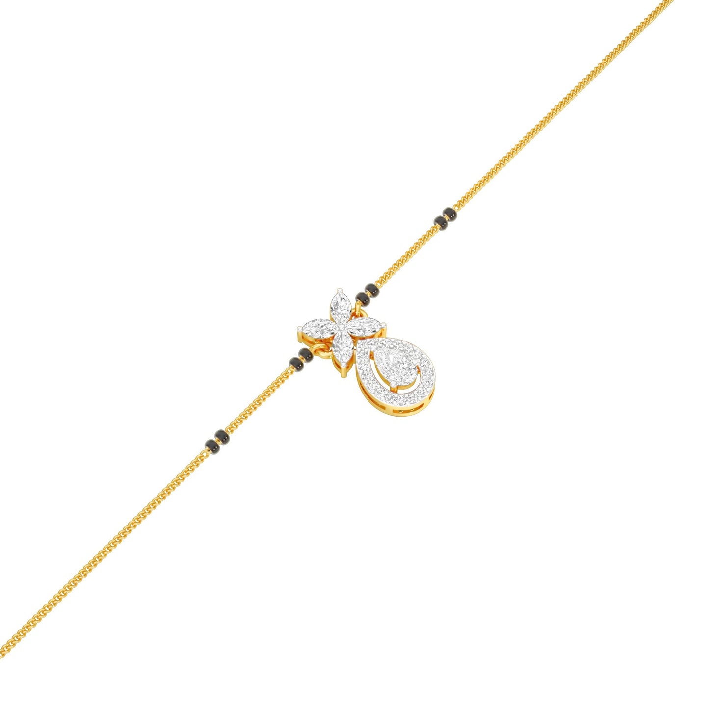 Stunning Flora Diamond Mangalsutra 18 KT / Yellow Gold
