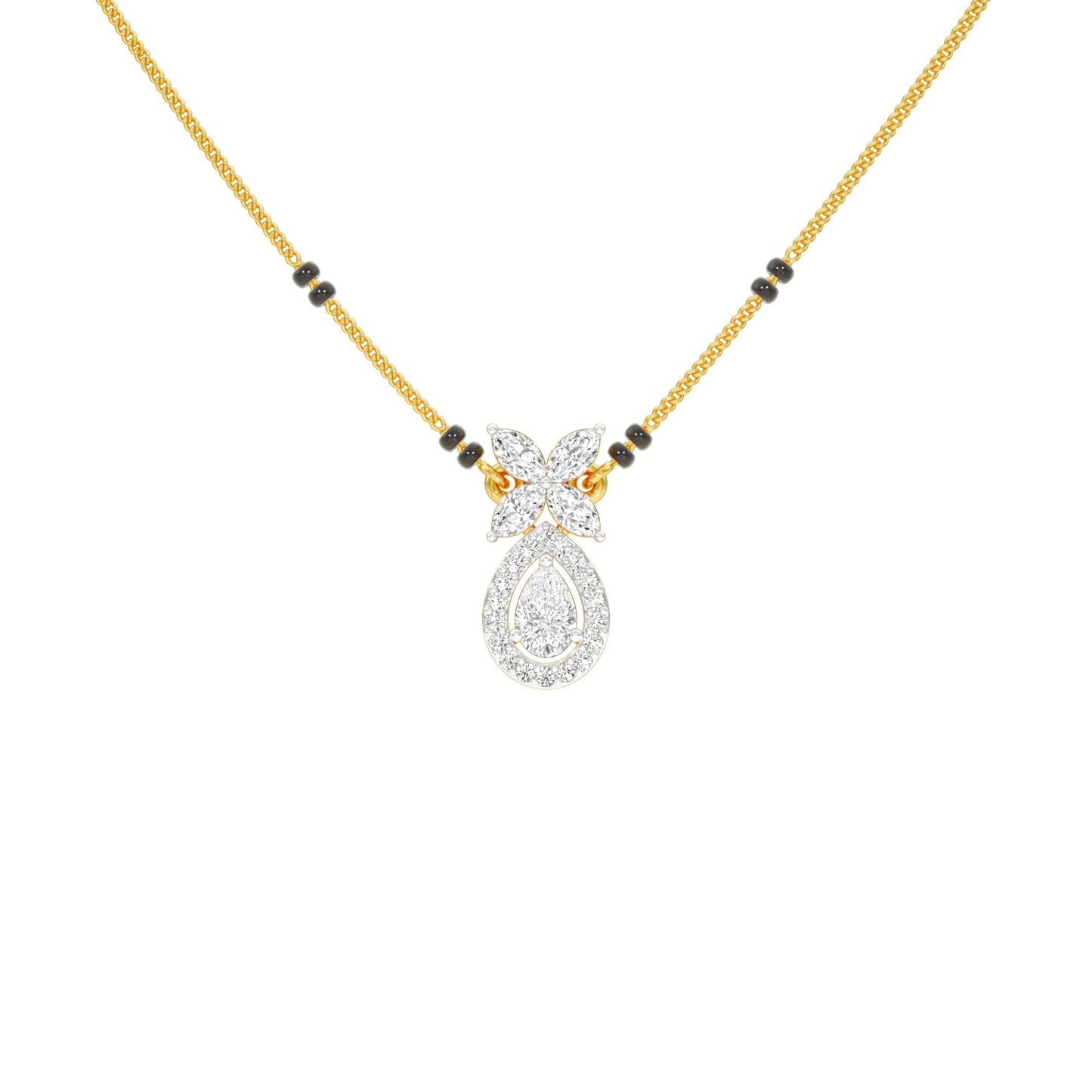 Stunning Flora Diamond Mangalsutra 18 KT / Yellow Gold