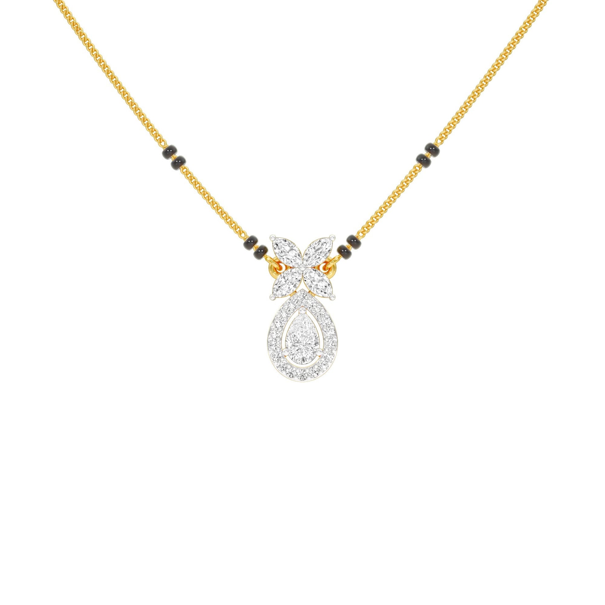 Stunning Flora Diamond Mangalsutra 18 KT / Yellow Gold