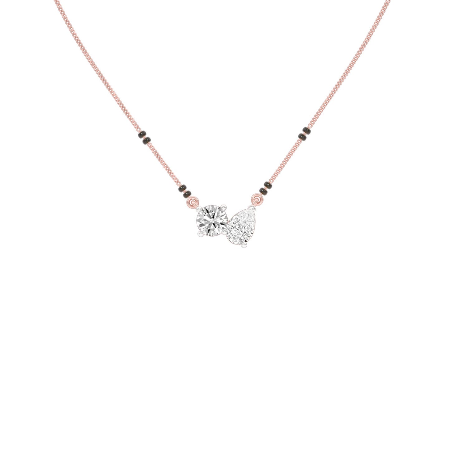 Pear & Round Solitaire Diamond Mangalsutra 18 KT / Rose Gold