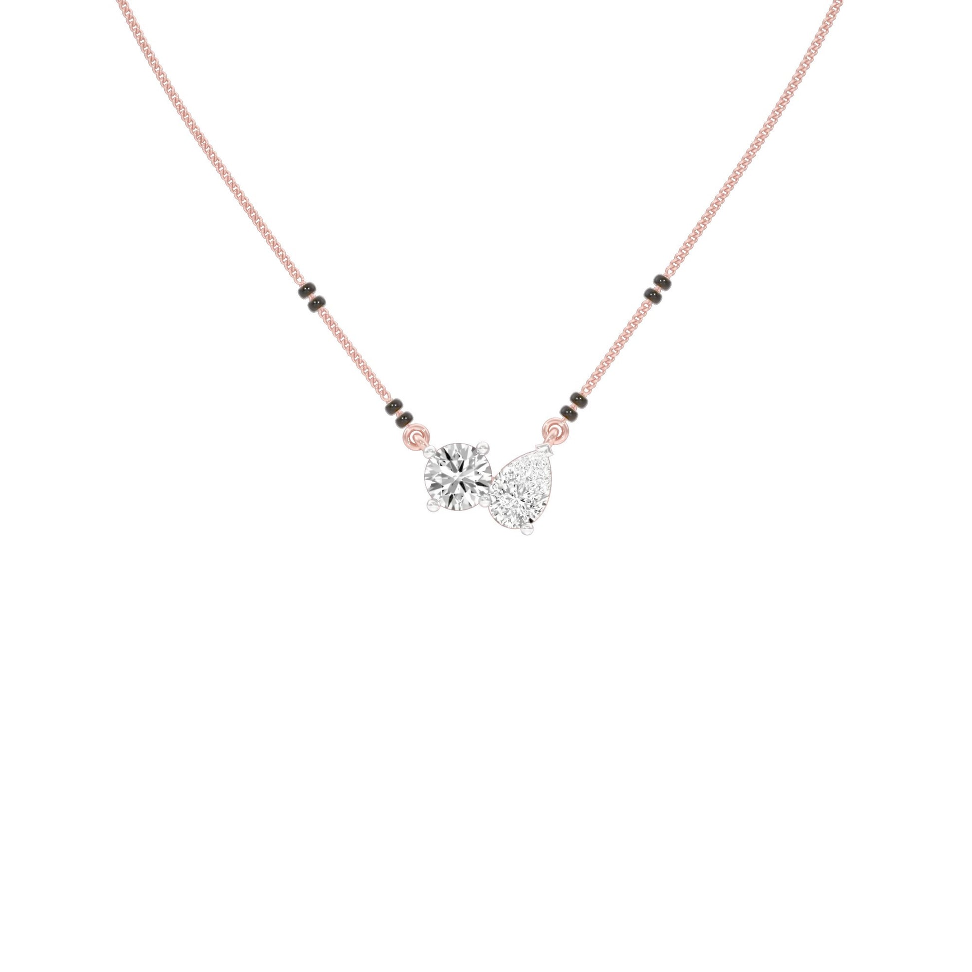 Pear & Round Solitaire Diamond Mangalsutra 18 KT / Rose Gold