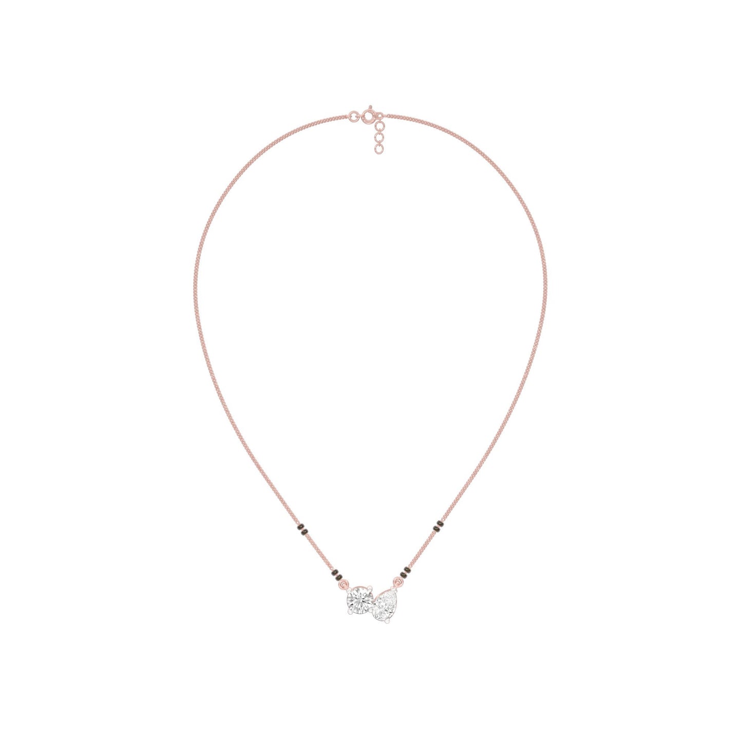 Pear & Round Solitaire Diamond Mangalsutra 18 KT / Rose Gold