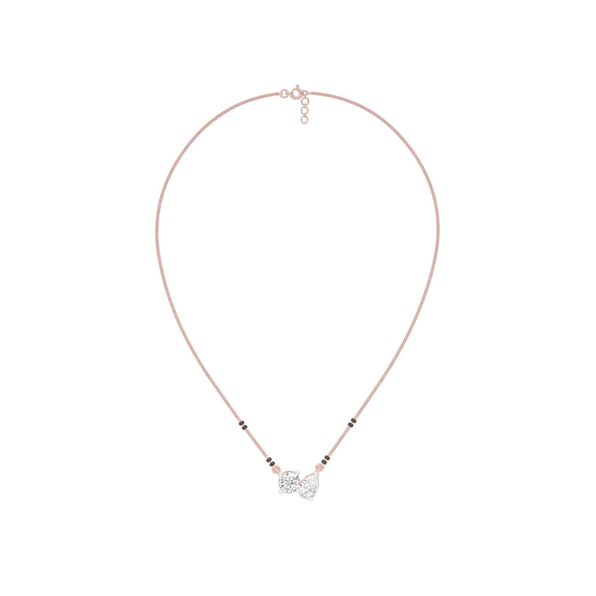 Pear & Round Solitaire Diamond Mangalsutra 18 KT / Rose Gold