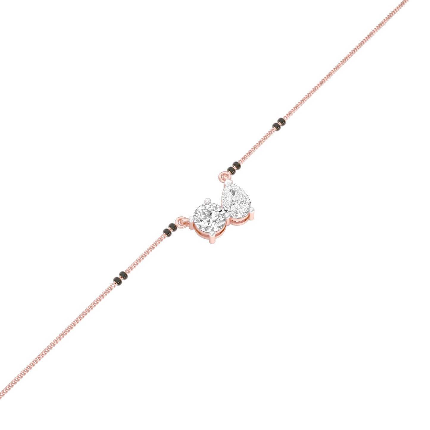 Pear & Round Solitaire Diamond Mangalsutra 18 KT / Rose Gold