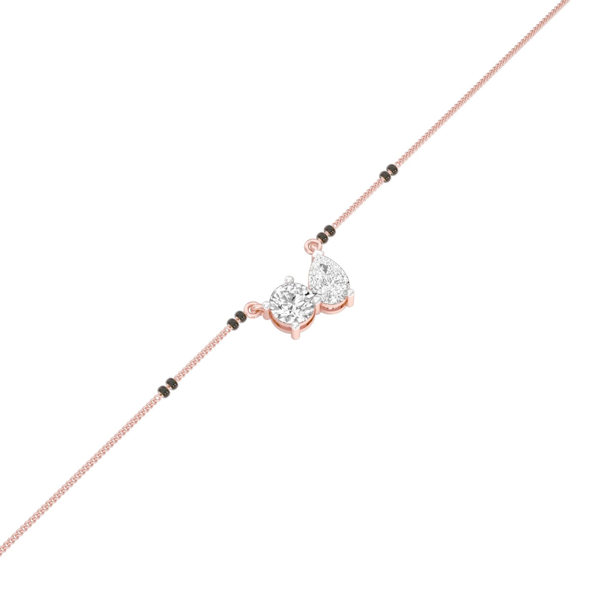 Pear & Round Solitaire Diamond Mangalsutra 18 KT / Rose Gold