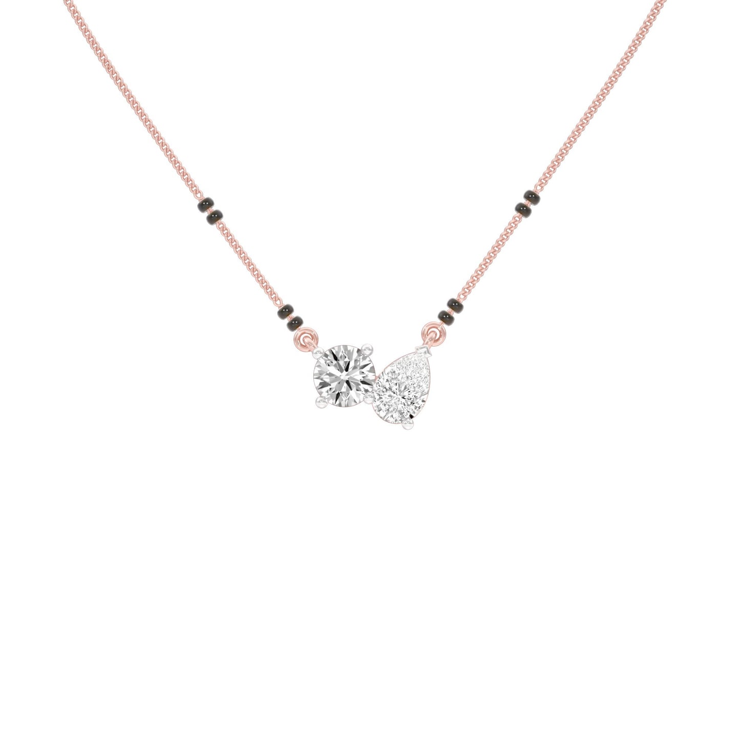 Pear & Round Solitaire Diamond Mangalsutra 18 KT / Rose Gold