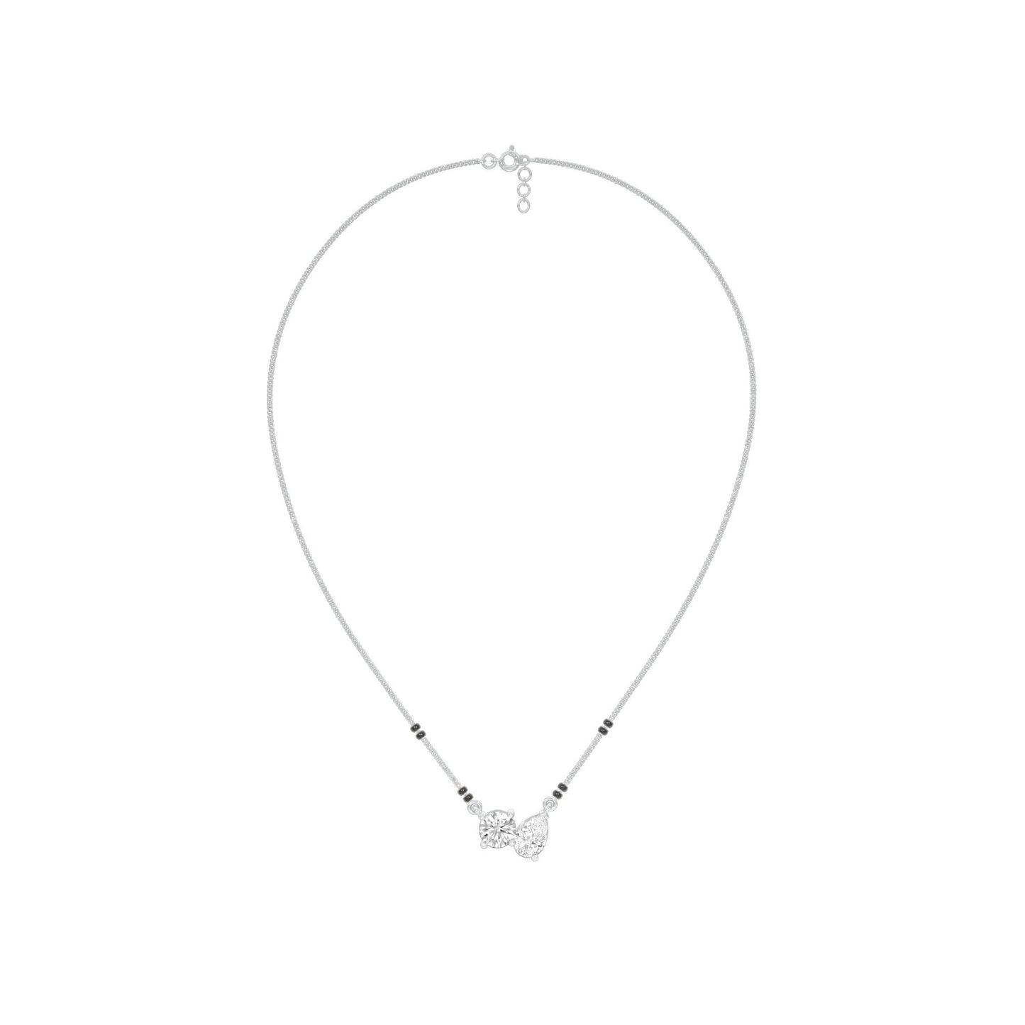 Pear & Round Solitaire Diamond Mangalsutra 18 KT / White Gold