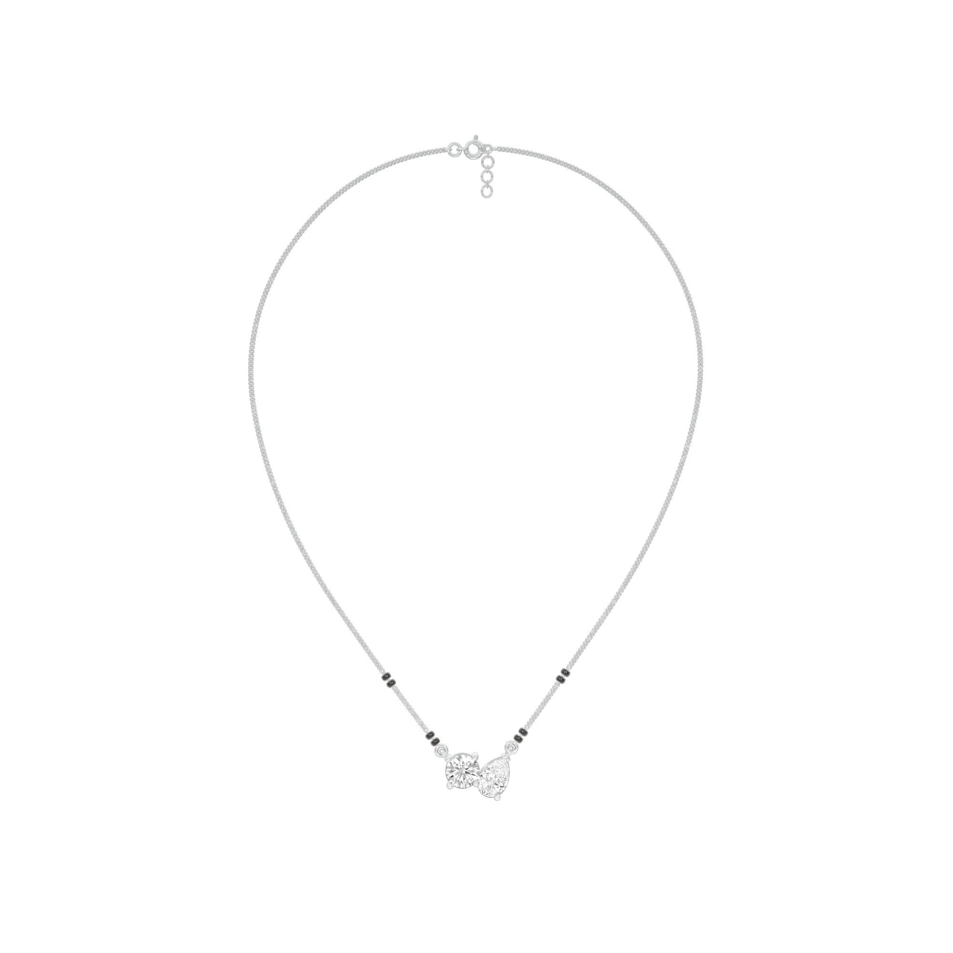 Pear & Round Solitaire Diamond Mangalsutra 18 KT / White Gold