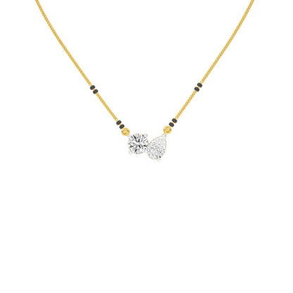 Pear & Round Solitaire Diamond Mangalsutra 18 KT / Yellow Gold