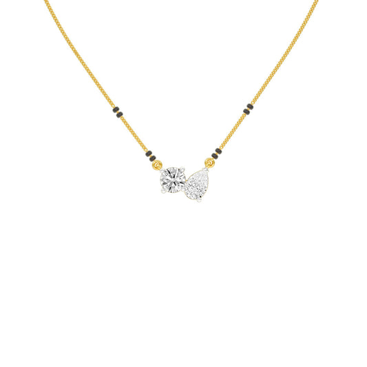 Pear & Round Solitaire Diamond Mangalsutra 18 KT / Yellow Gold
