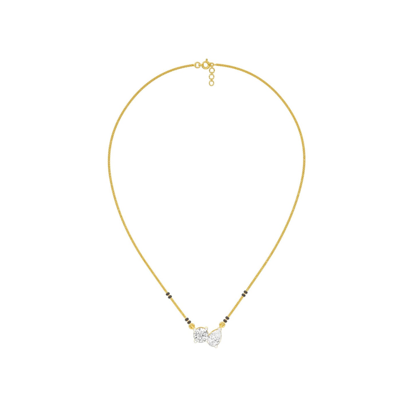 Pear & Round Solitaire Diamond Mangalsutra 18 KT / Yellow Gold