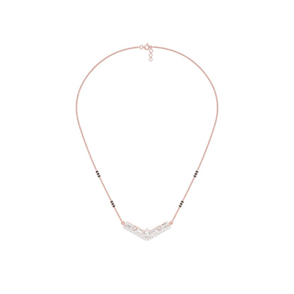 Modern Baugette V-Shaped Diamond Mangalsutra 9 KT / Rose Gold