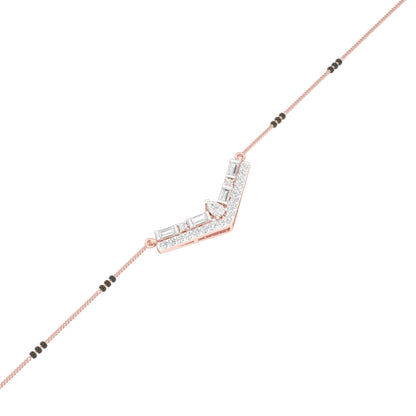 Modern Baugette V-Shaped Diamond Mangalsutra 9 KT / Rose Gold