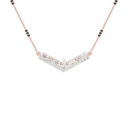 Modern Baugette V-Shaped Diamond Mangalsutra 9 KT / Rose Gold