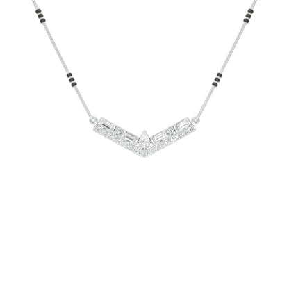 Modern Baugette V-Shaped Diamond Mangalsutra 9 KT / White Gold