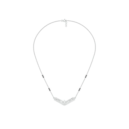 Modern Baugette V-Shaped Diamond Mangalsutra 9 KT / White Gold