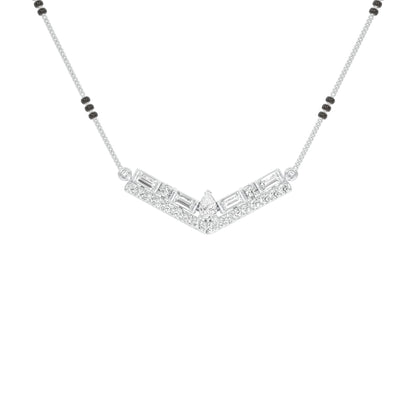 Modern Baugette V-Shaped Diamond Mangalsutra 9 KT / White Gold