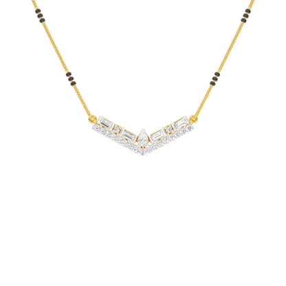 Modern Baugette V-Shaped Diamond Mangalsutra 9 KT / Yellow Gold