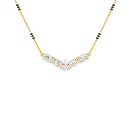 Modern Baugette V-Shaped Diamond Mangalsutra 9 KT / Yellow Gold