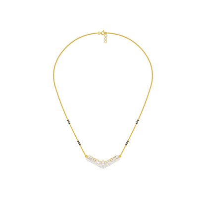 Modern Baugette V-Shaped Diamond Mangalsutra 9 KT / Yellow Gold