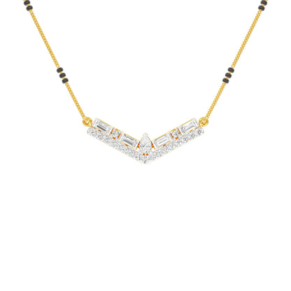 Modern Baugette V-Shaped Diamond Mangalsutra 9 KT / Yellow Gold