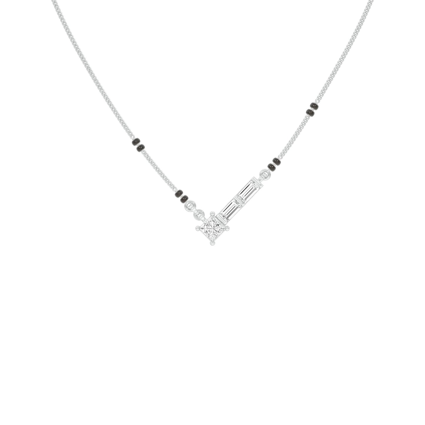 One Sided Sparkle Diamond Mangalsutra 9 KT / White Gold