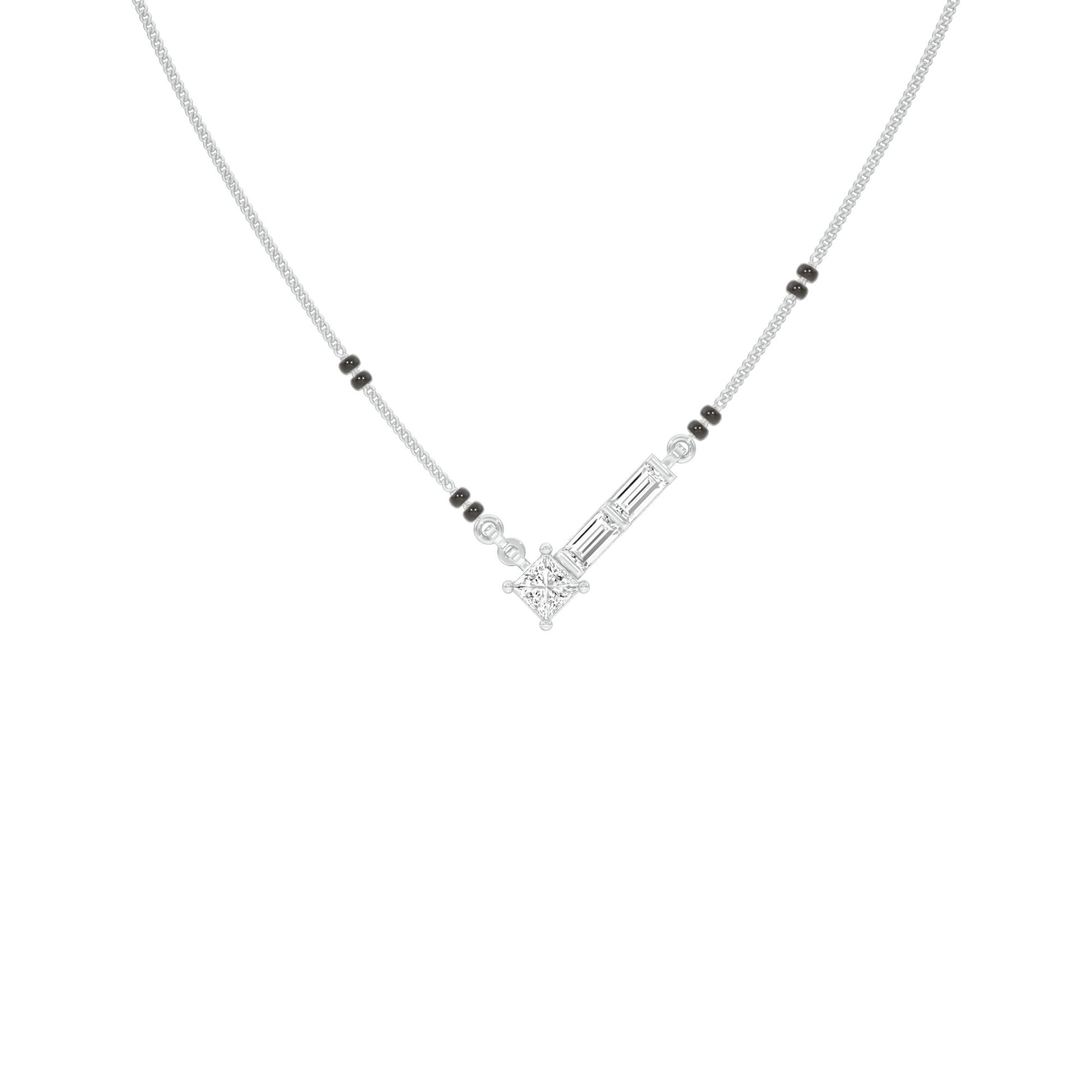 One Sided Sparkle Diamond Mangalsutra 9 KT / White Gold