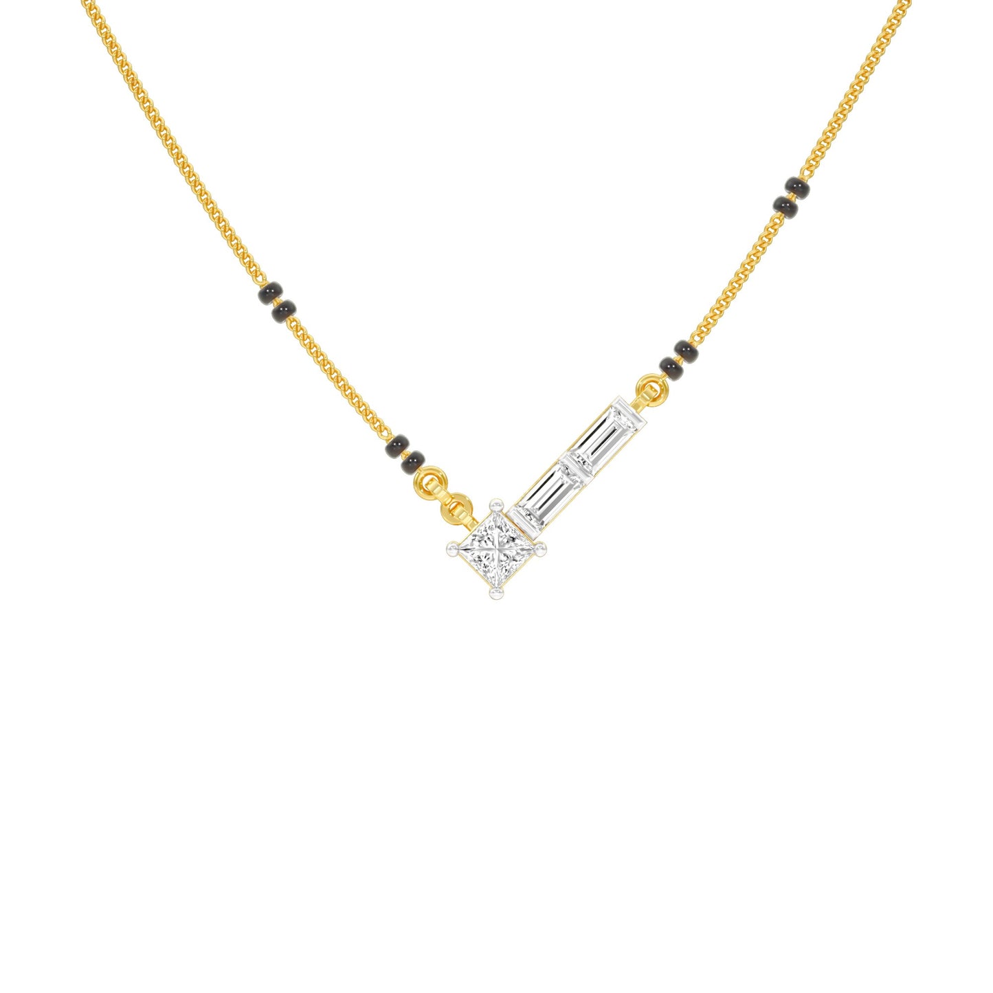 One Sided Sparkle Diamond Mangalsutra 9 KT / Yellow Gold
