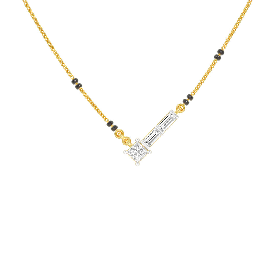 One Sided Sparkle Diamond Mangalsutra 9 KT / Yellow Gold