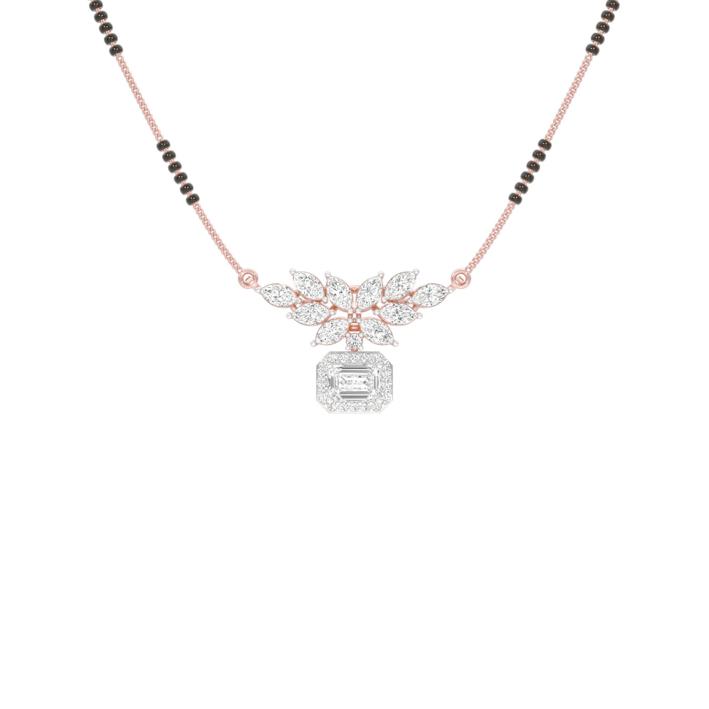 Modern Floral Diamond Mangalsutra 9 KT / Rose Gold
