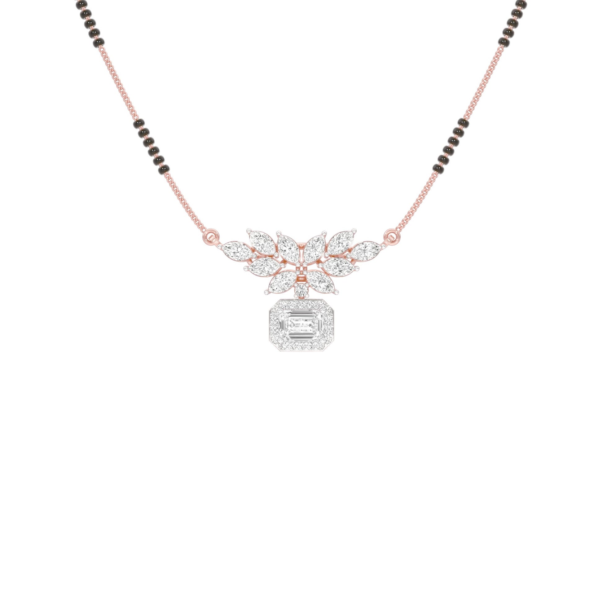 Modern Floral Diamond Mangalsutra 9 KT / Rose Gold