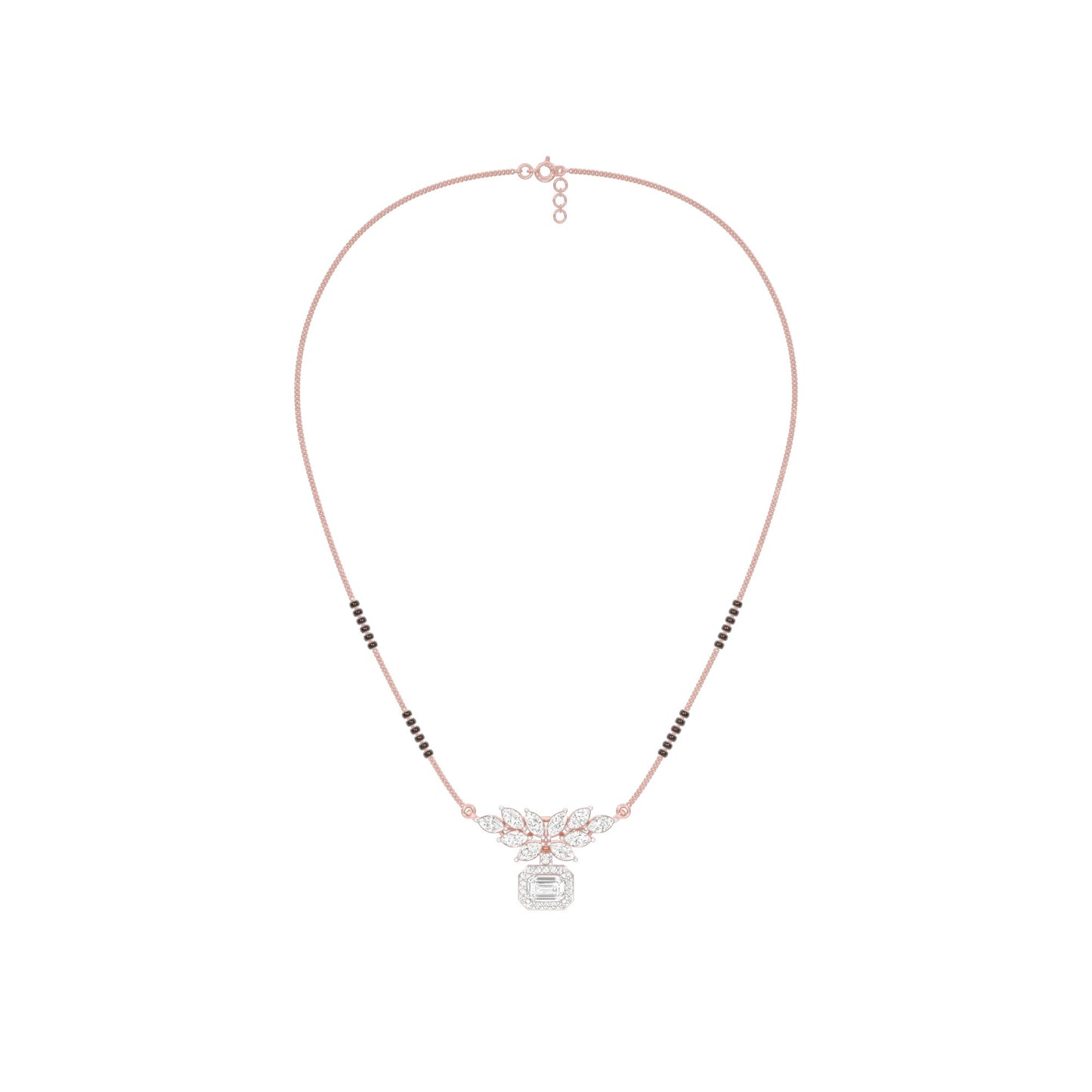 Modern Floral Diamond Mangalsutra 9 KT / Rose Gold