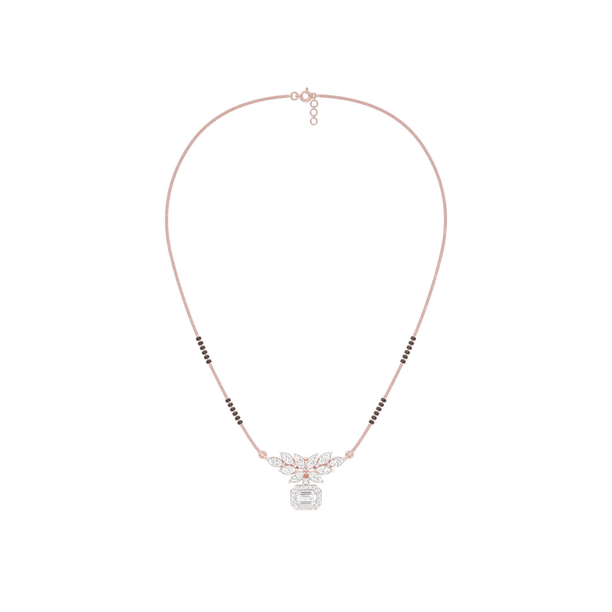Modern Floral Diamond Mangalsutra 9 KT / Rose Gold