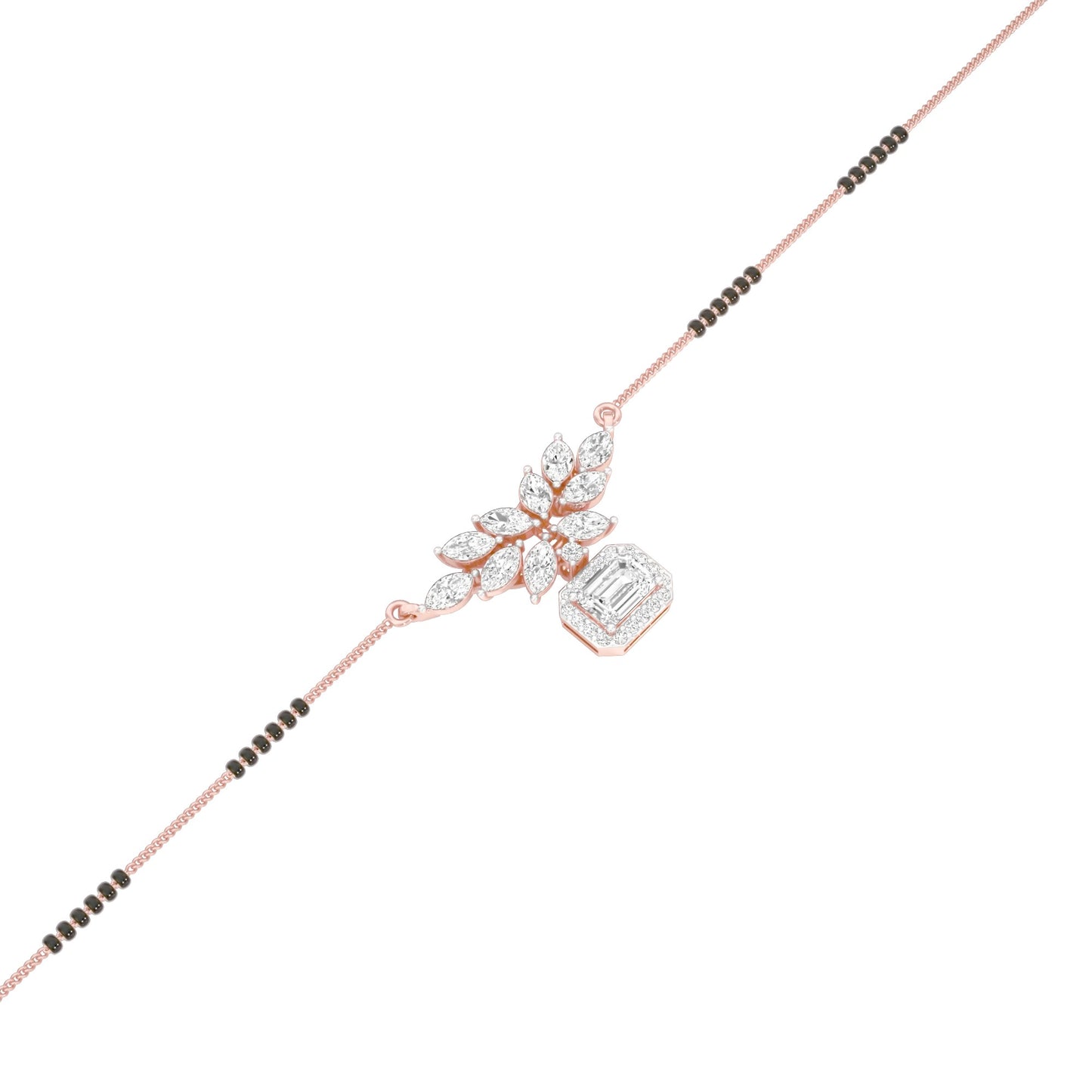 Modern Floral Diamond Mangalsutra 9 KT / Rose Gold