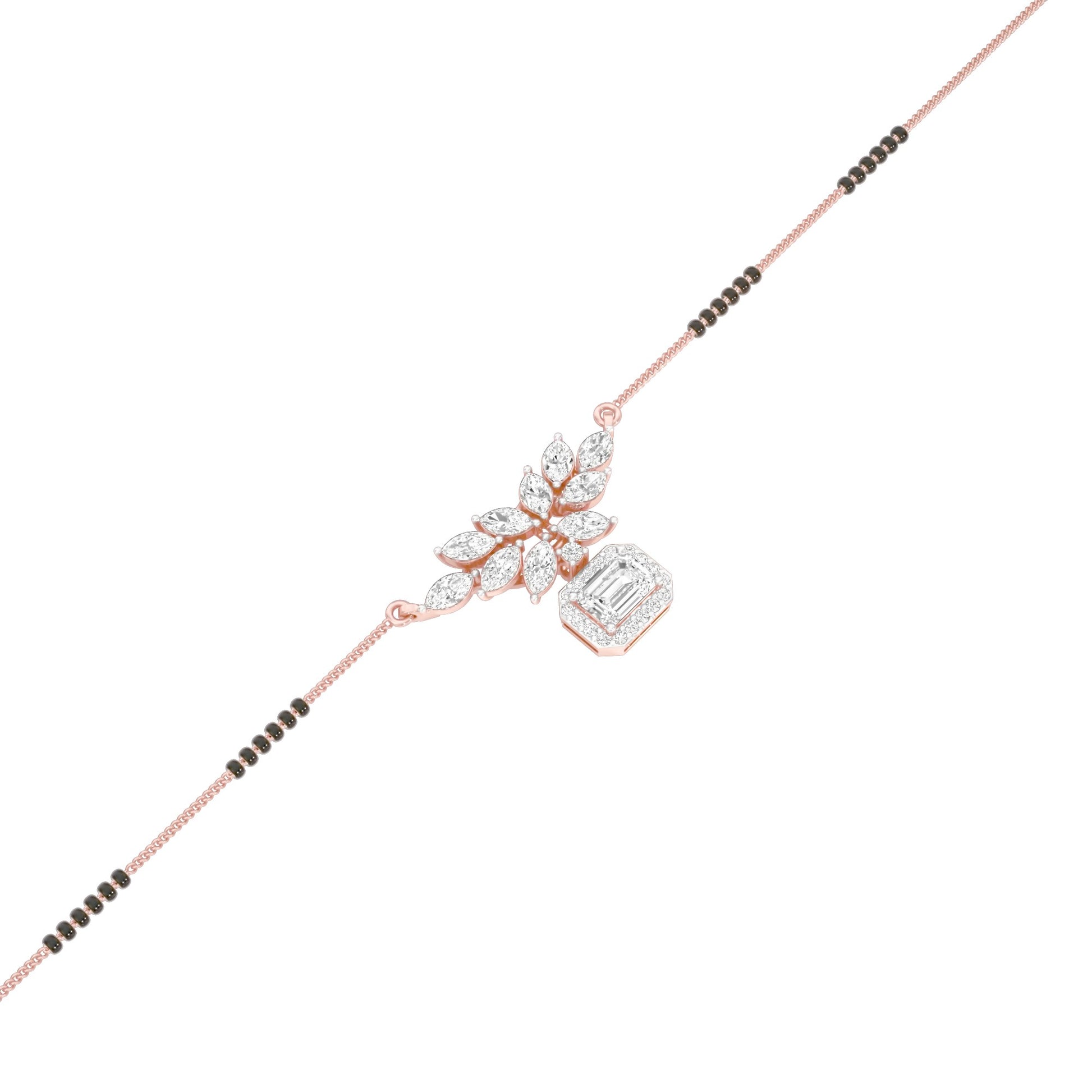 Modern Floral Diamond Mangalsutra 9 KT / Rose Gold
